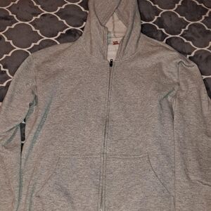 Hanes Heather Gray Zip-Up Hoodie